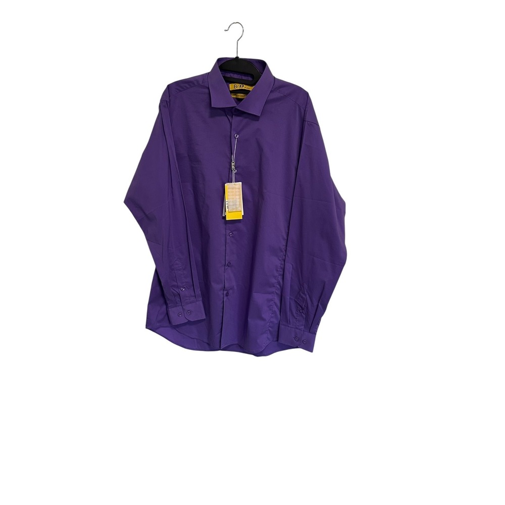 Brio Milano Dress Shirt Men XL Purple New Stretch Long Sleeve Button Down